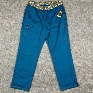 Dickies Medical Cargo Pants Women's Large DK140 Blue Camo Elastic Waist Y2K